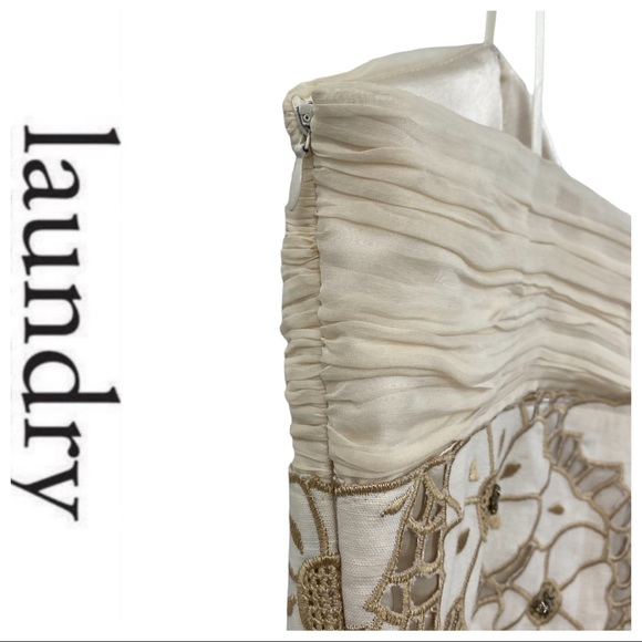 💕SALE💕 Laundry Ivory Silk Embellished Mini Dress - Picture 4 of 8